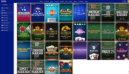 sportsbetting blackjack section