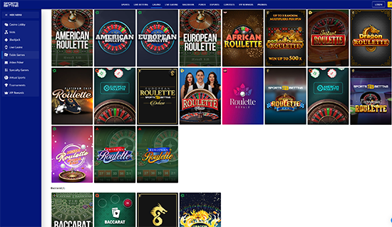 sportsbetting roulette section